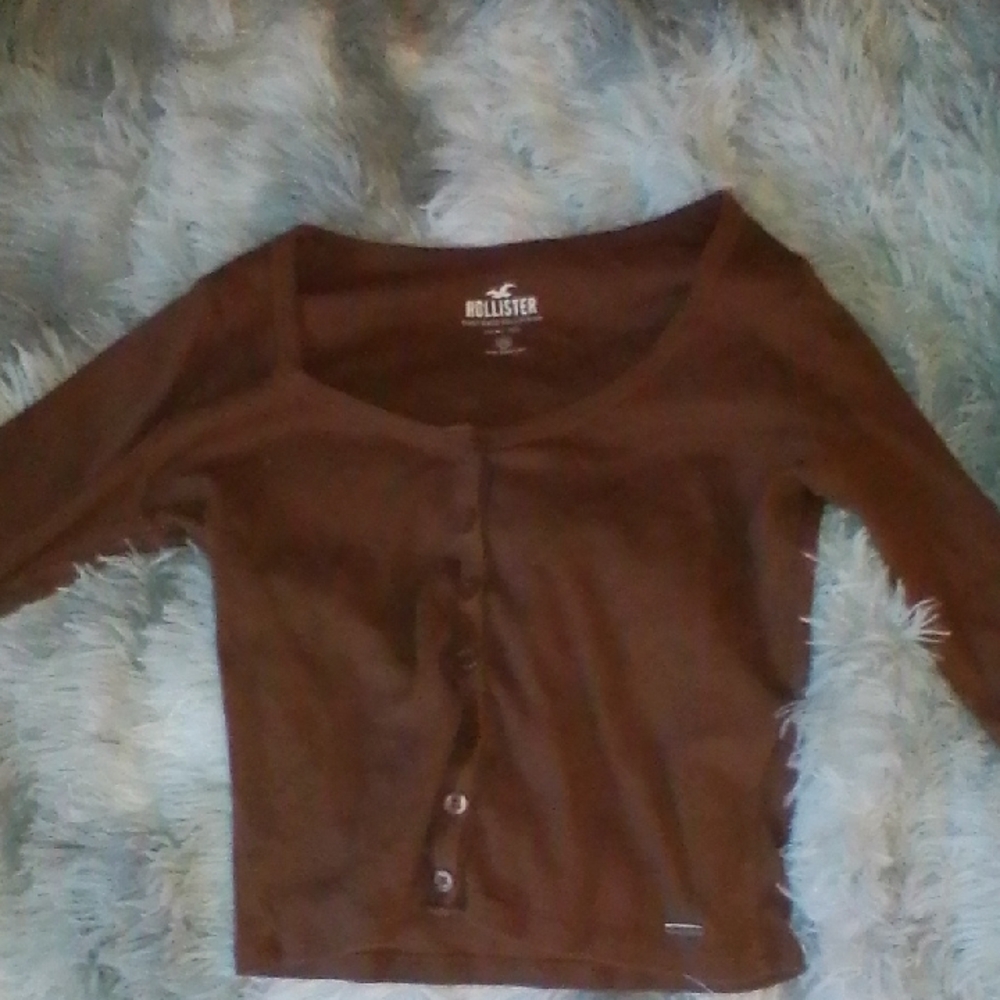 Hollister Brown Button-Up Top